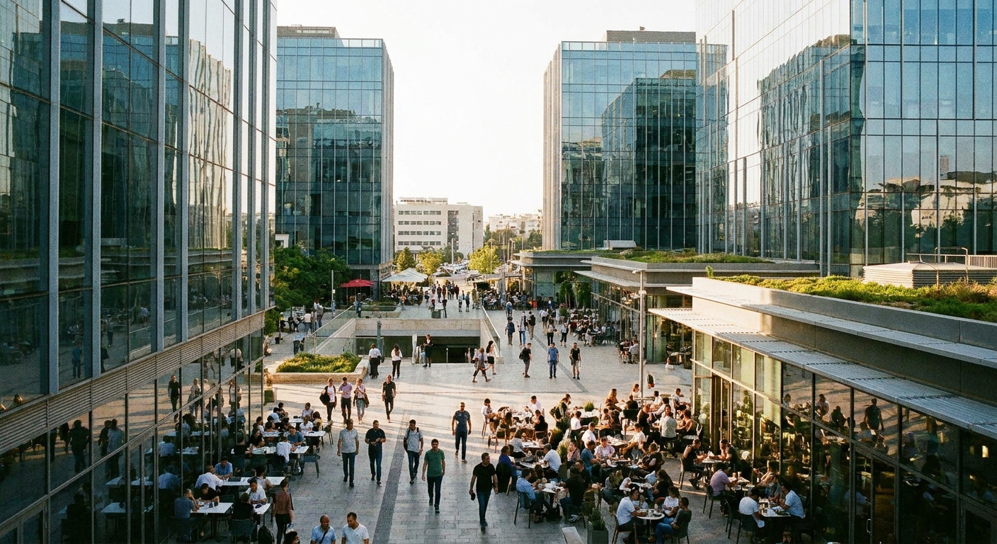 מבנים מודרניים בפארק הטכנולוגי של מודיעין, מרכז התעסוקה של העיר